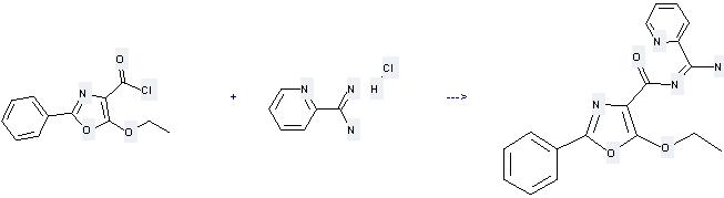 Pyridine-2-carboximidamide hydrochloride can be used to produce 5-ethoxy-2-phenyl-oxazole-4-carboxylic acid amino-pyridin-2-yl-methyleneamide at the ambient temperature